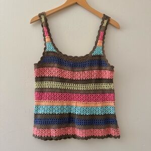 Crochet Grandma knit striped Tank Top